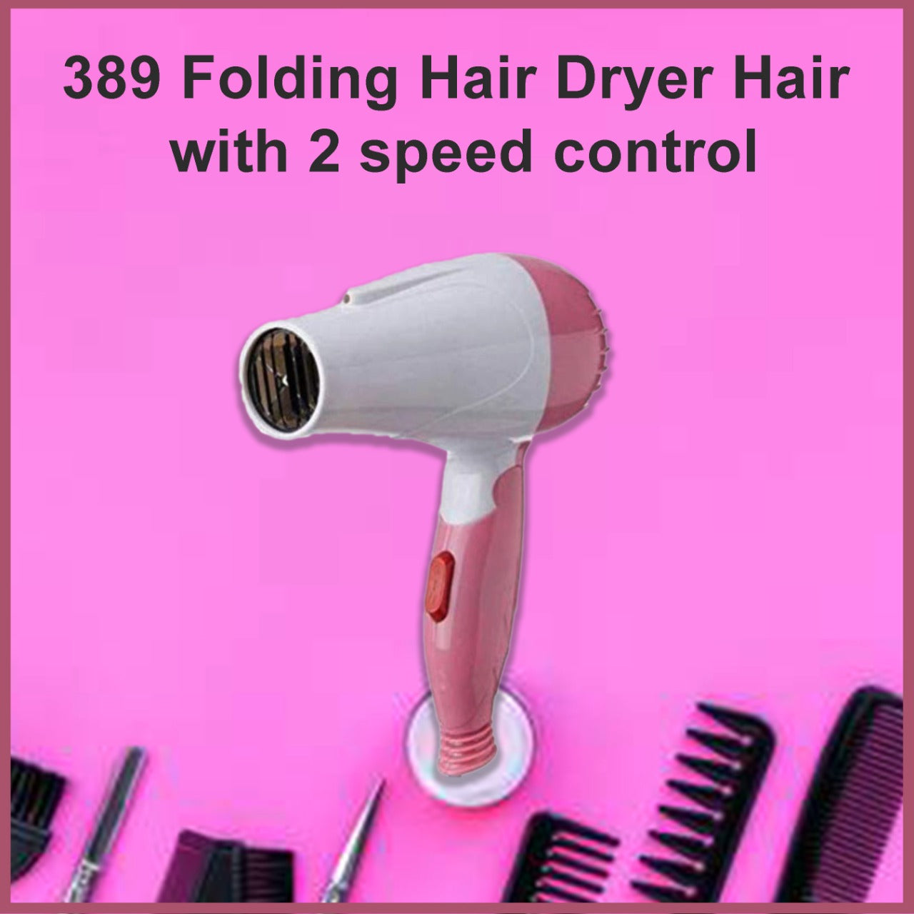 Travel-friendly folding hair dryer. Travel-friendly folding hair dryer.